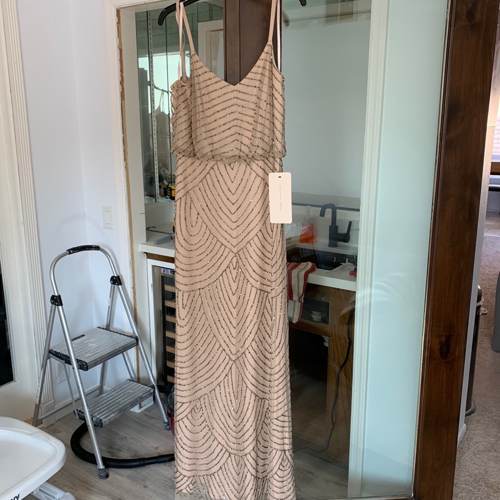 Adrianna Papell Art Deco Blouson Beaded Gown